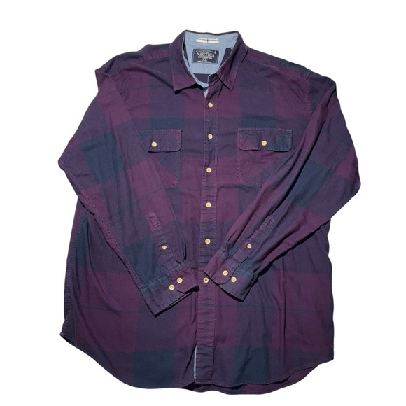NAUTICA Men’s Long Sleeve Casual Button Down Shirt XL Plum/Blue Color Plaid - Picture 2 of 6